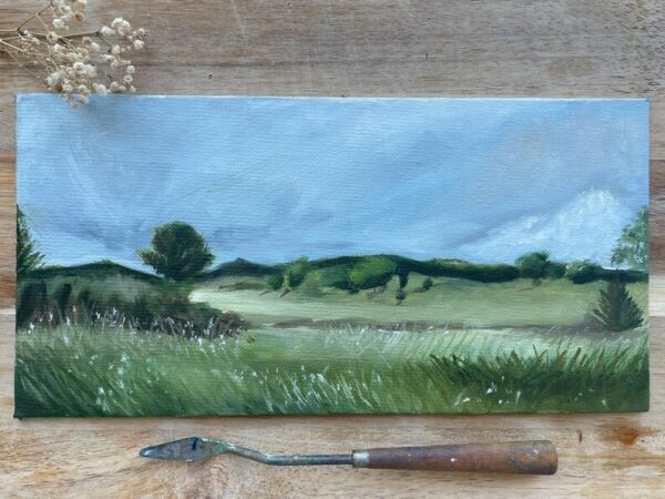 Small oil landscape painting- inspired by English countryside