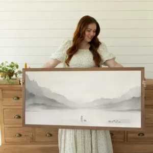 Jesus Leaves the 99 Art, Framed Print Minimalist Neutral Painting, Biblical Art, Modern Christian Wall Artwork, LDS Art Faith Gifts
