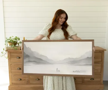Jesus Leaves the 99 Art, Framed Print Minimalist Neutral Painting, Biblical Art, Modern Christian Wall Artwork, LDS Art Faith Gifts