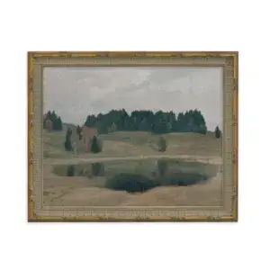 Framed Vintage Country Landscape in customizable frames and sizes. Deep green peaceful scene. large sizes available, various frames. SL242